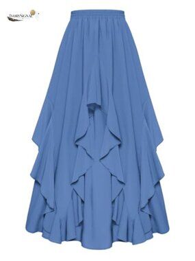 Long Ruffled Flowy Renaissance Maxi Skirt
